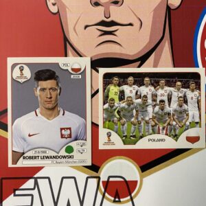 LEWANDOWSKI >> Figurinha do Lewa (597) e Equipe Perfilada- Copa do Mundo 2018 (VERSO ROSA)