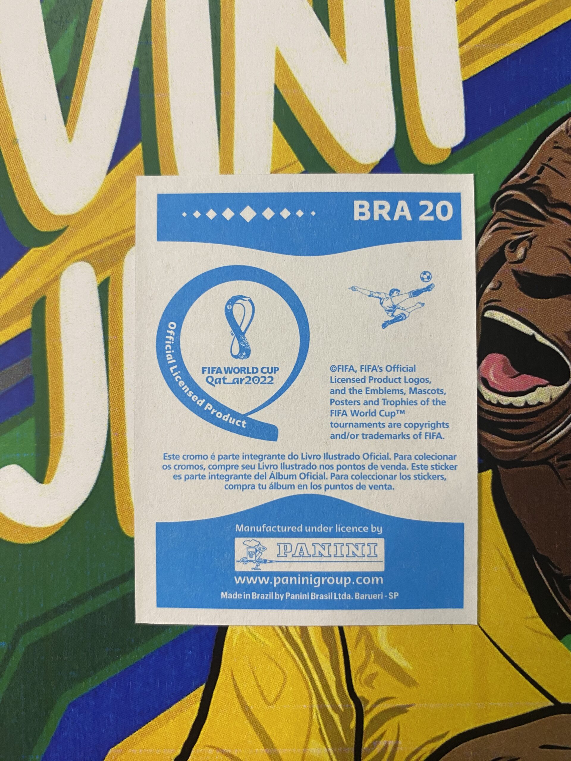 Figurinha Vini Jr Bra 20 do Álbum da Copa do Mundo 2022